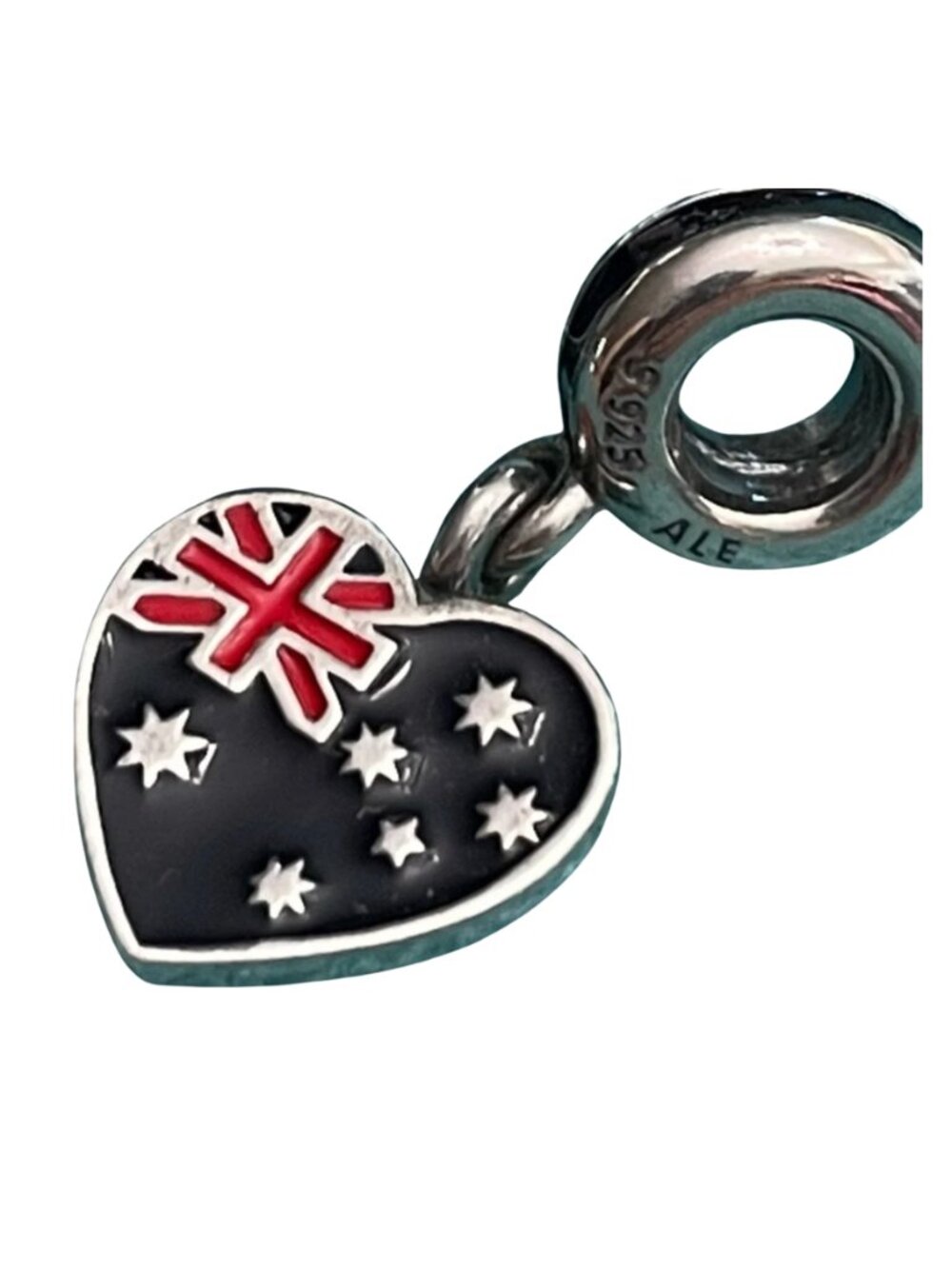 Retired Pandora Australia Heart Flag Charm 791415ENMX Sterling Silver Enamel